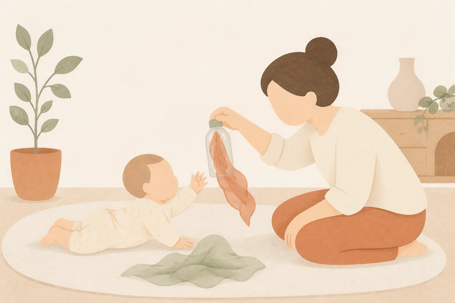 4~6개월 아기 오감놀이 — 페트병과 스카프면 충분해요